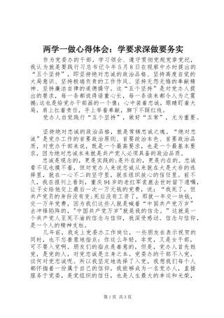 两学一做心得体会：学要求深做要务实 