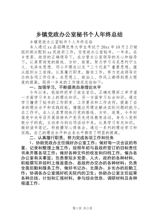 乡镇党政办公室秘书个人年终总结