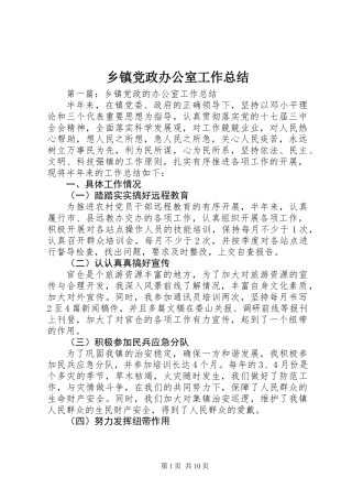 乡镇党政办公室工作总结 (2)
