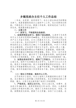 乡镇党政办主任个人工作总结 (2)