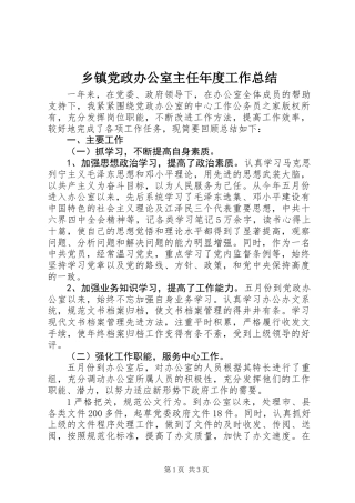 乡镇党政办公室主任年度工作总结