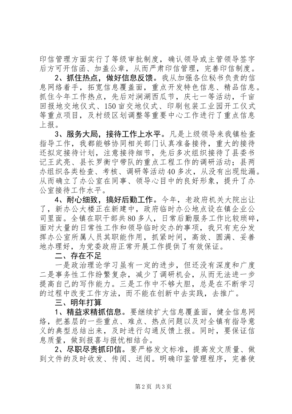 乡镇党政办个人工作总结_第2页