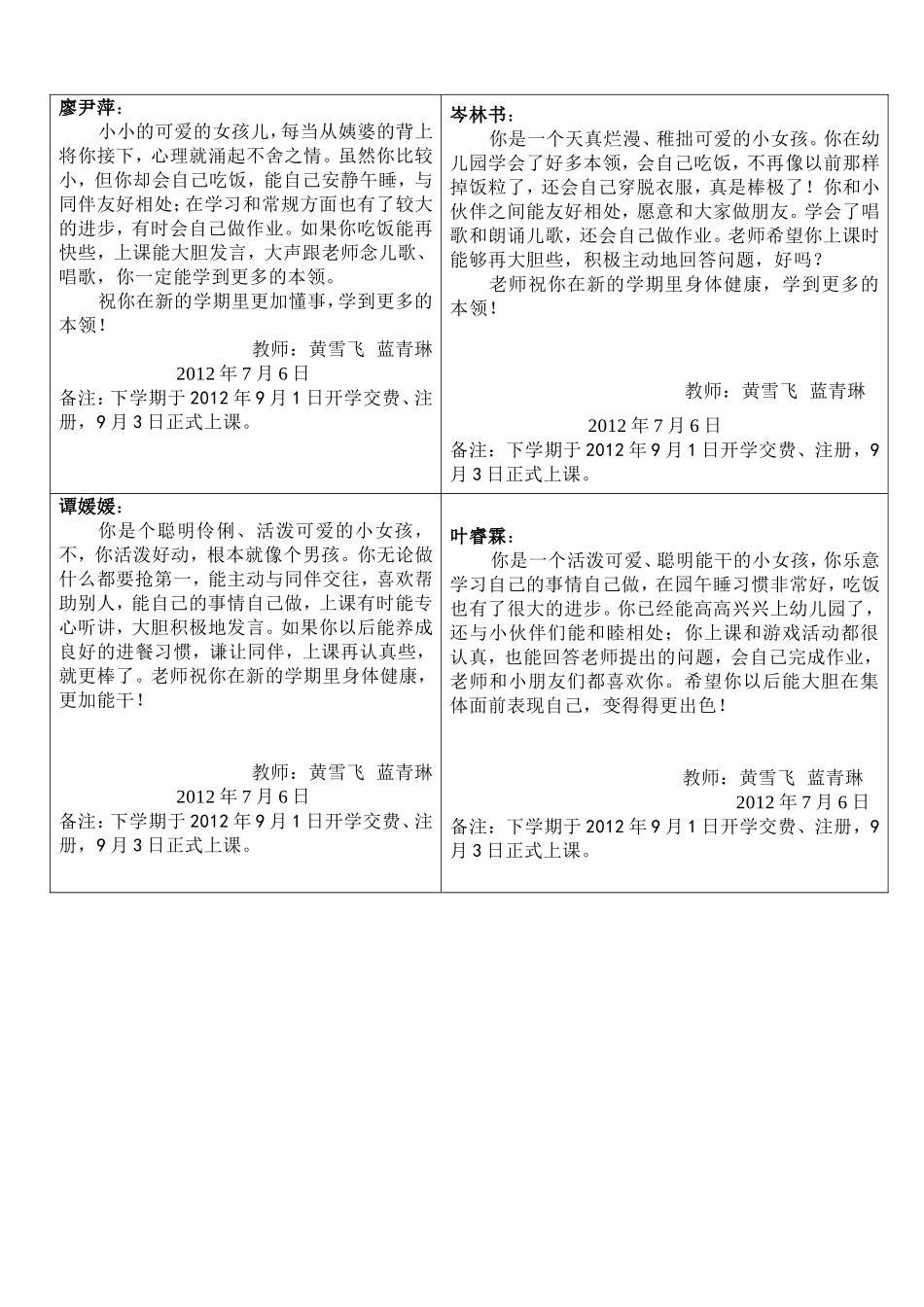 小一班幼儿评语下学期_第3页