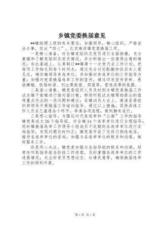 乡镇党委换届意见