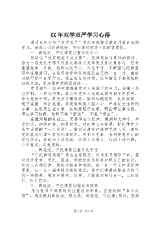 XX年双学双严学习心得 