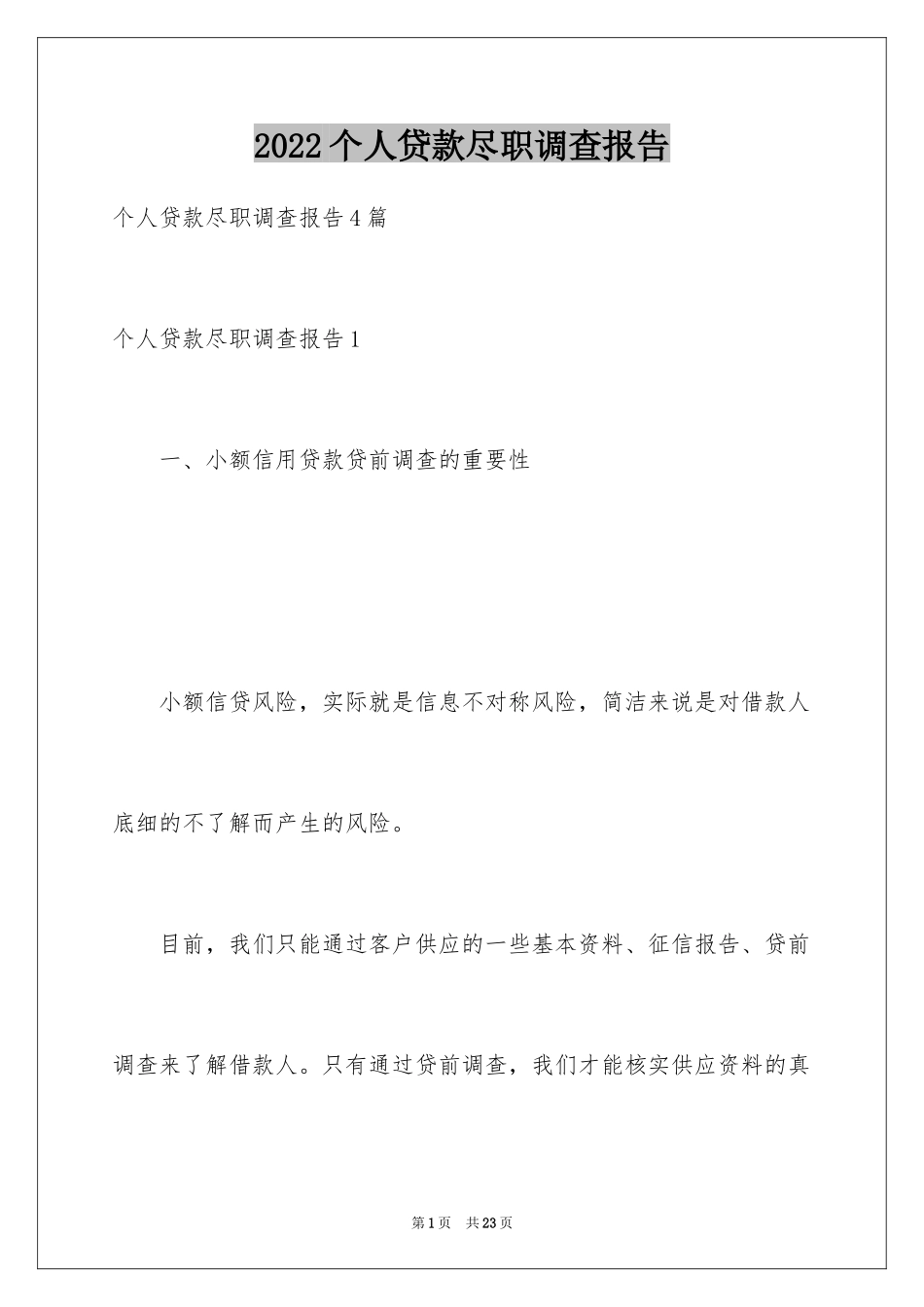2024个人贷款尽职调查报告_第1页