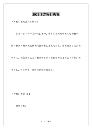 2024《方程》教案