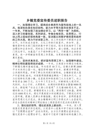 乡镇党委宣传委员述职报告 (2)