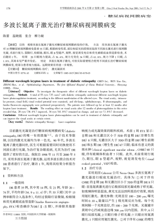 多波长氪离子激光治疗糖尿病视网膜病变