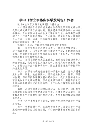 学习《树立和落实科学发展观》体会 