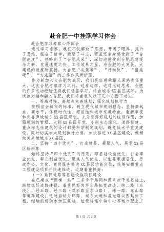 赴合肥一中挂职学习体会 