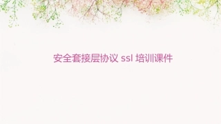 安全套接层协议SSL培训课件
