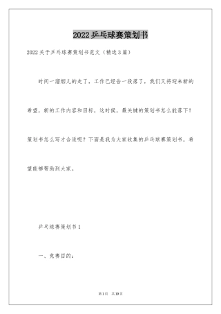 2024乒乓球赛策划书