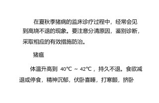 夏秋猪病多高烧辨证施治错不了