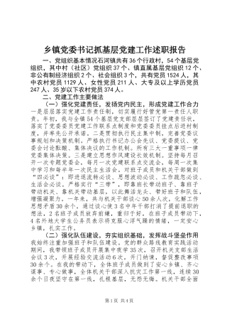 乡镇党委书记抓基层党建工作述职报告 (3)