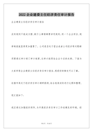 2024企业建委主任经济责任审计报告