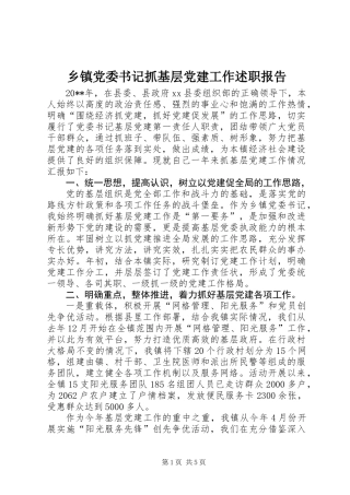 乡镇党委书记抓基层党建工作述职报告 (2)
