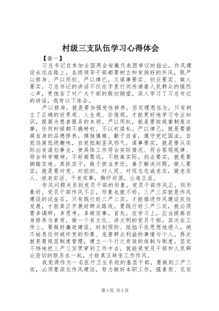 村级三支队伍学习心得体会 