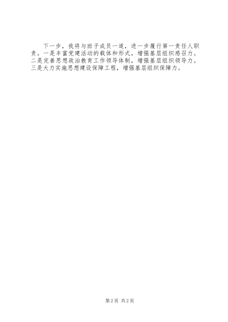 乡镇党委书记年度抓党建履职情况汇报_第2页