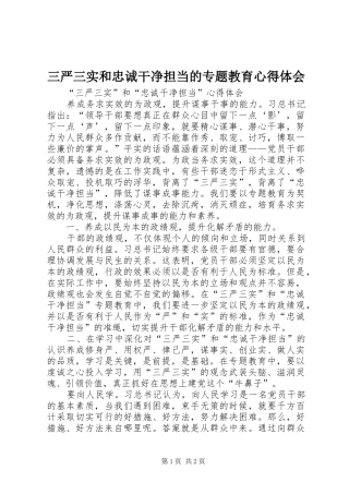 三严三实和忠诚干净担当的专题教育心得体会 