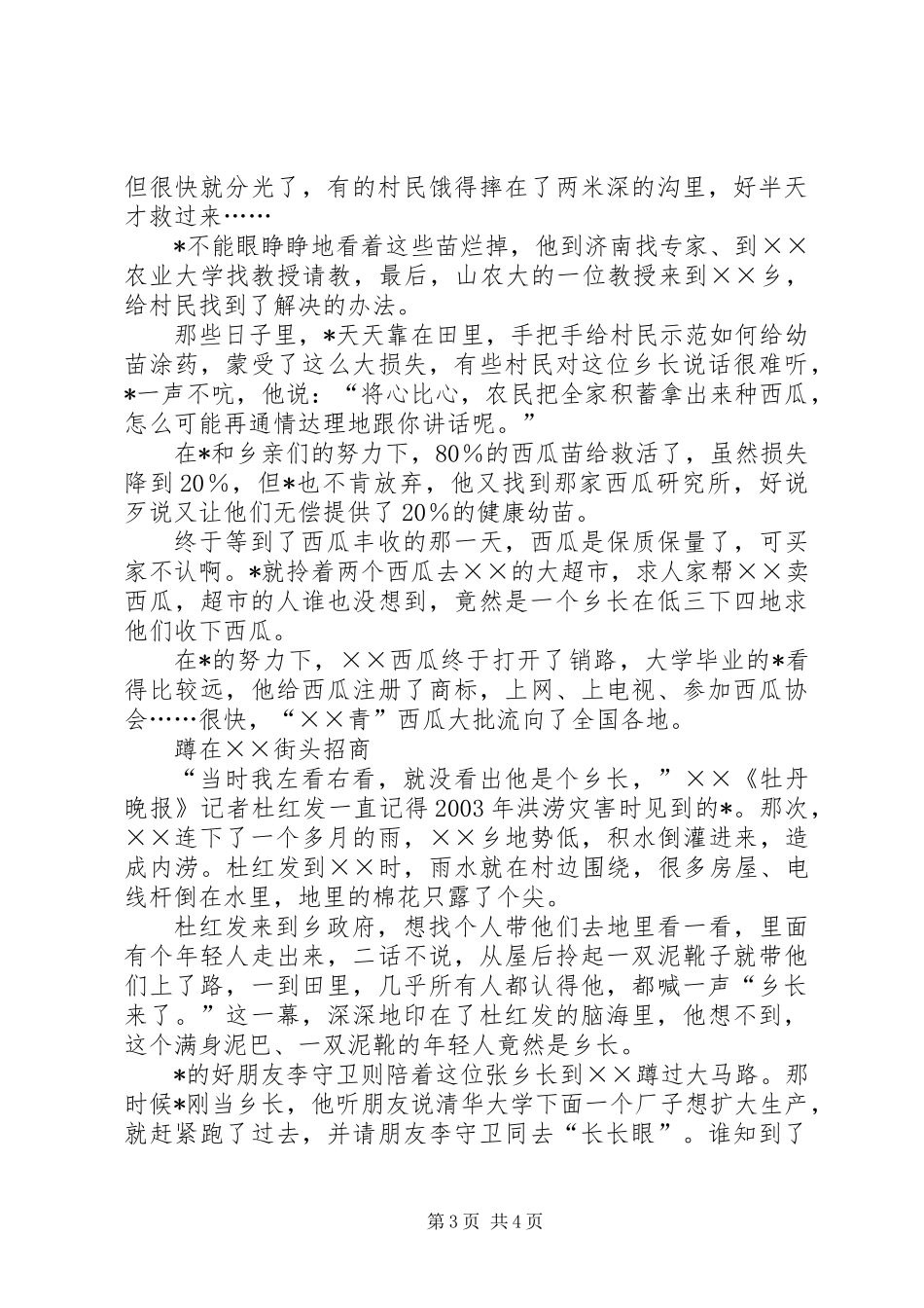 乡镇党委书记个人事迹材料_第3页