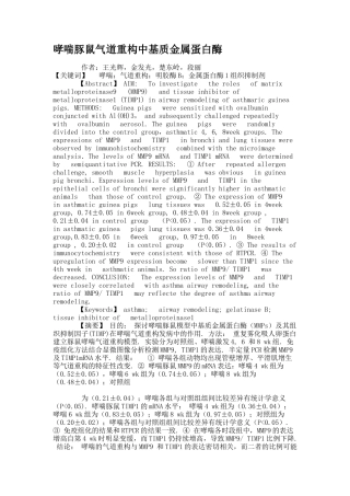 哮喘豚鼠气道重构中基质金属蛋白酶(精)