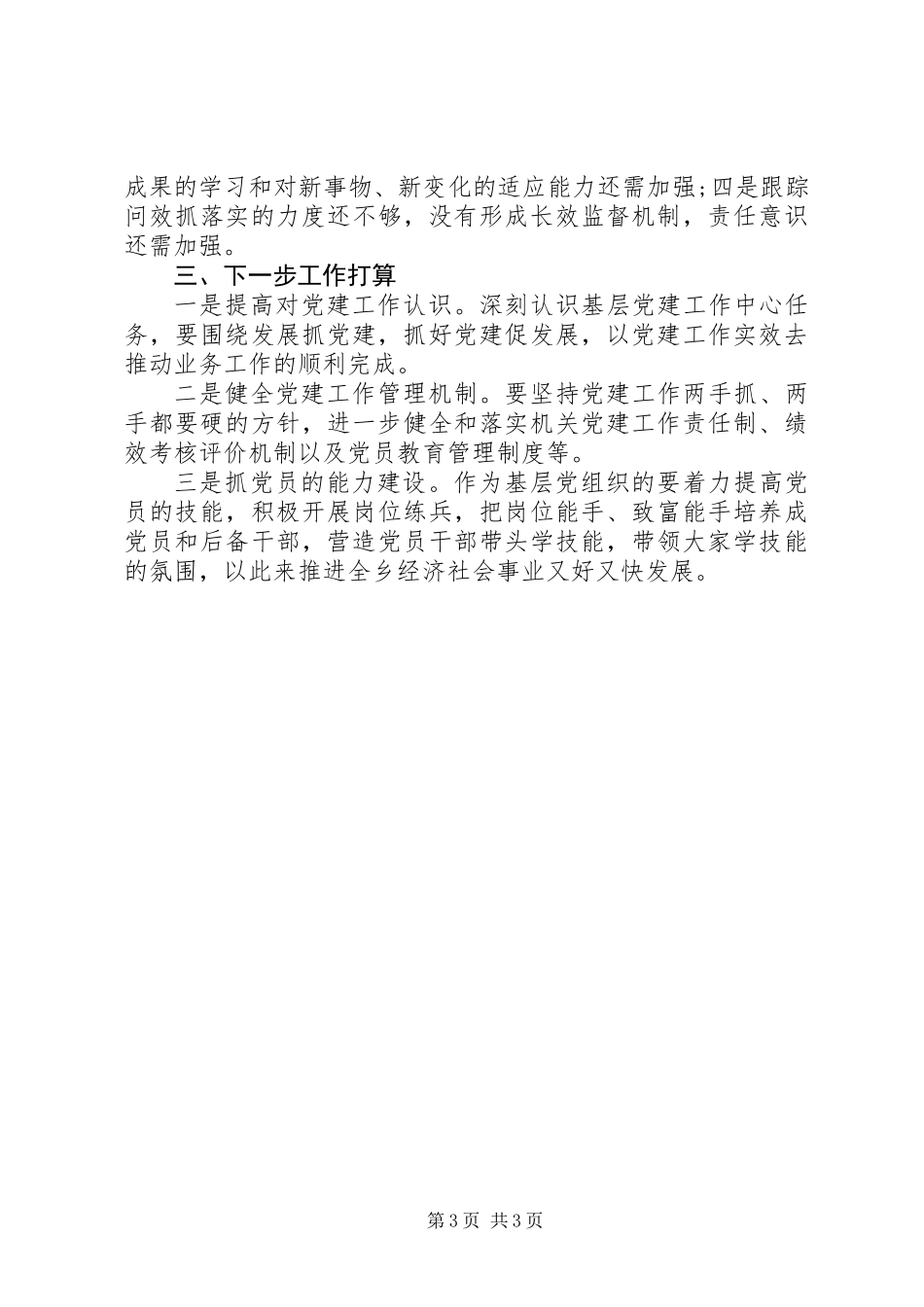 乡镇党委书记XX年度党建述职报告_第3页