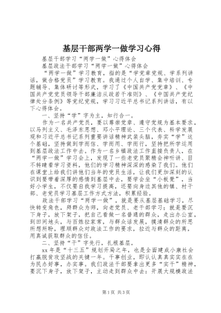 基层干部两学一做学习心得 
