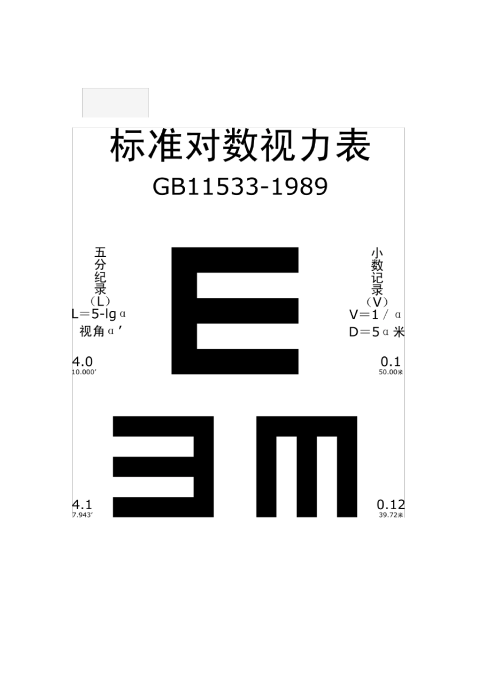 2018标准对数视力表A4打印版_第1页