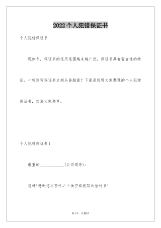 2024个人犯错保证书_1