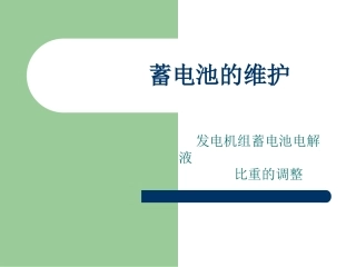 发电机蓄电池保养