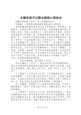 乡镇党委书记群众路线心得体会 