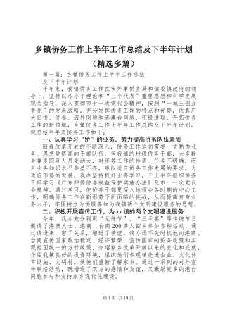 乡镇侨务工作上半年工作总结及下半年计划(精选多篇)