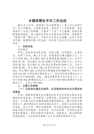 乡镇供销社半年工作总结