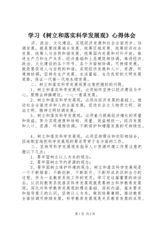 学习《树立和落实科学发展观》心得体会 