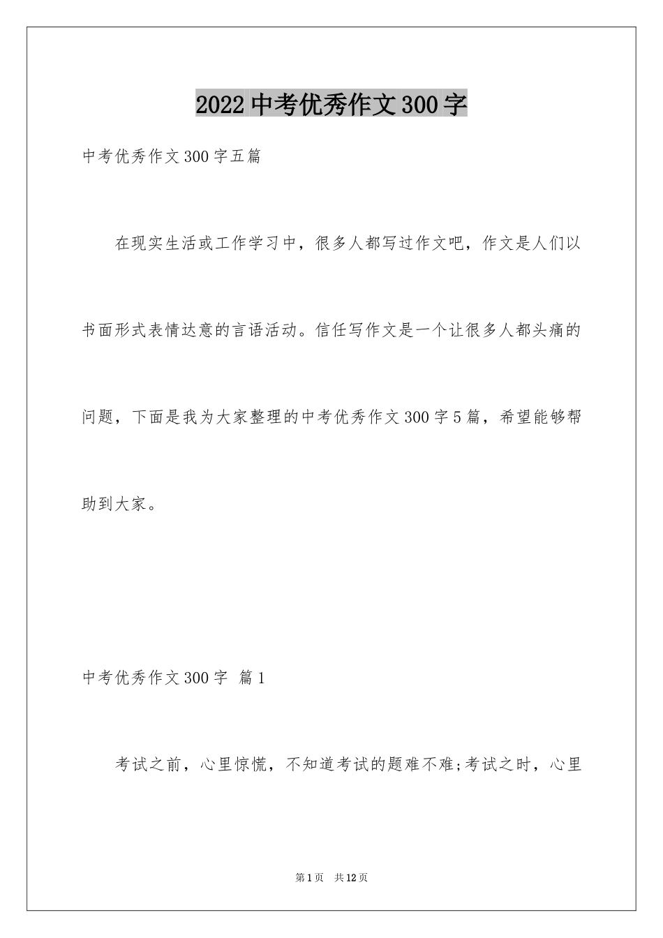 2024中考优秀作文300字_19_第1页