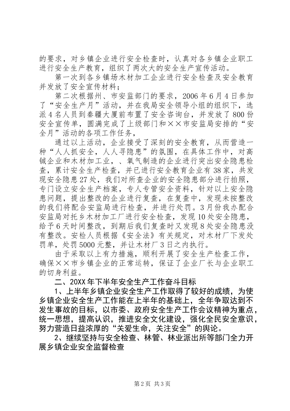 乡镇企业半年安全生产工作总结 (2)_第2页