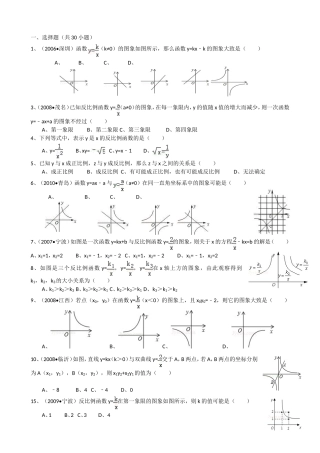 反比例函数常考题