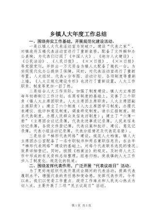 乡镇人大年度工作总结