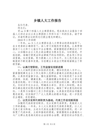 乡镇人大工作报告