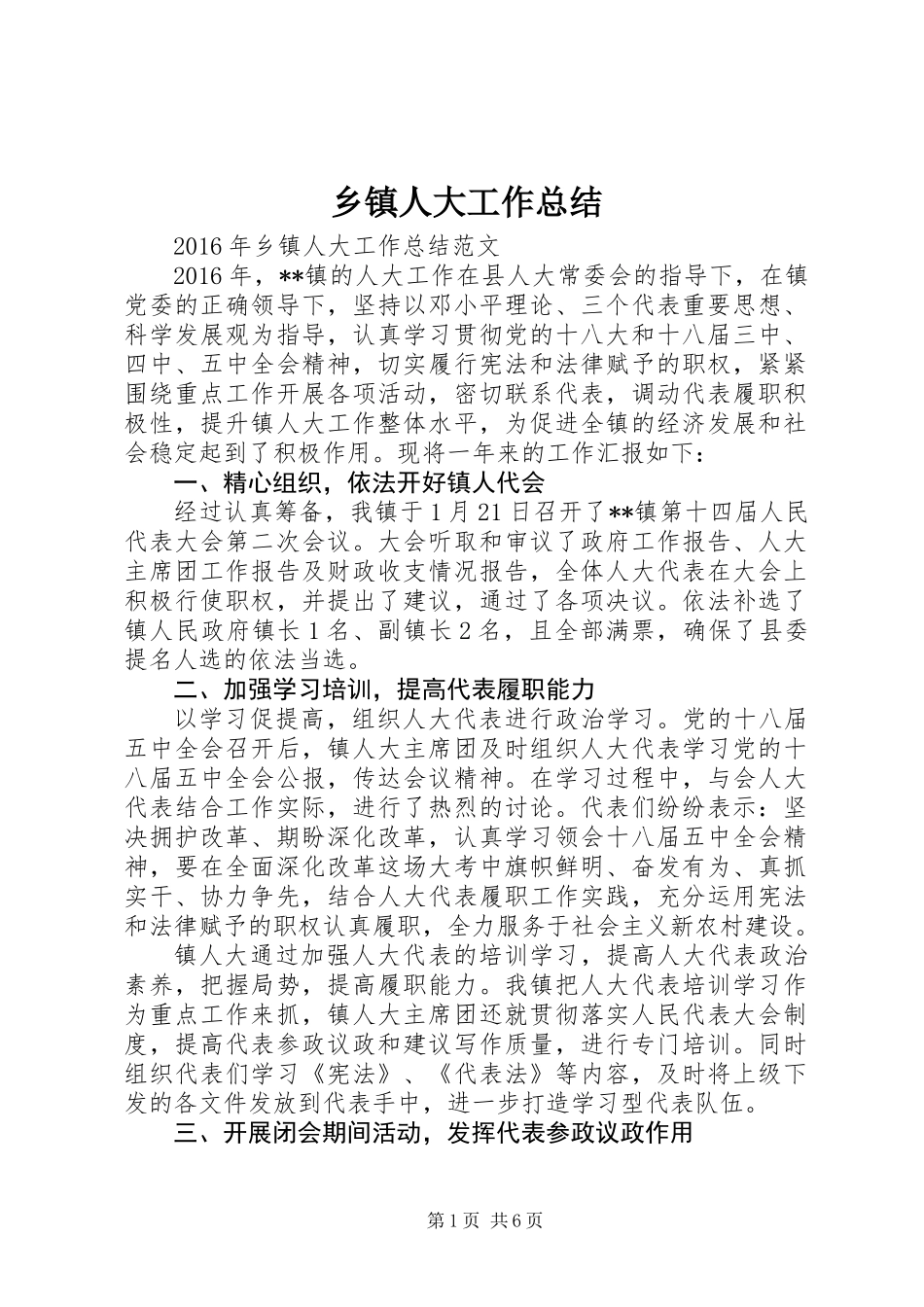 乡镇人大工作总结 (2)_第1页