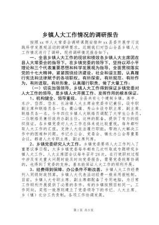 乡镇人大工作情况的调研报告 (3)