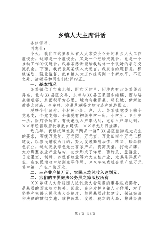 乡镇人大主席讲话