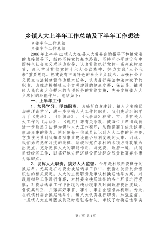 乡镇人大上半年工作总结及下半年工作想法