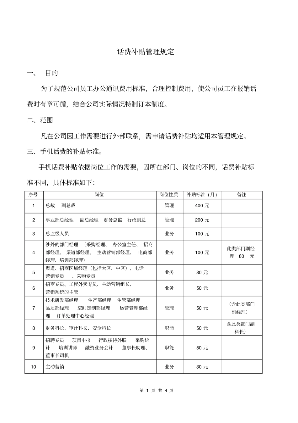 2018话费补贴管理制度_第1页