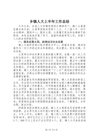 乡镇人大上半年工作总结