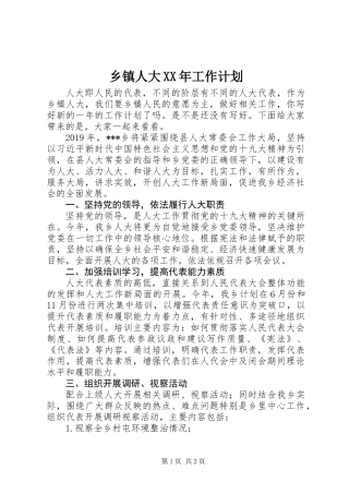 乡镇人大XX年工作计划