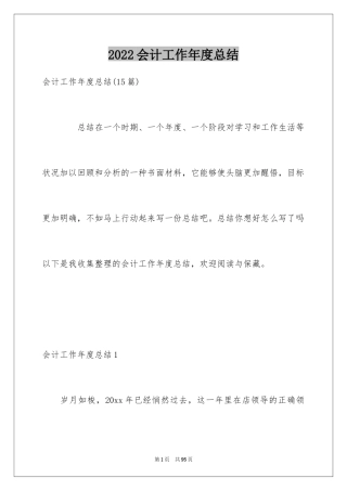 2024会计工作年度总结