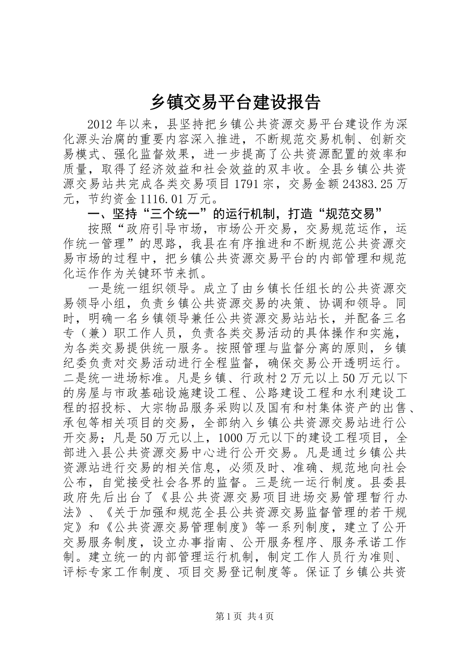 乡镇交易平台建设报告_第1页