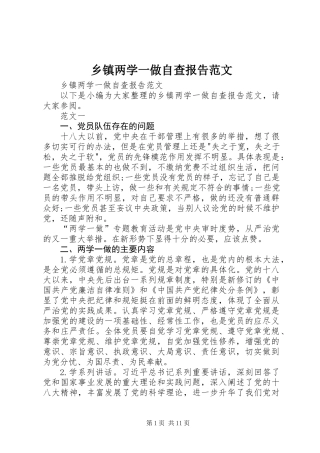 乡镇两学一做自查报告范文